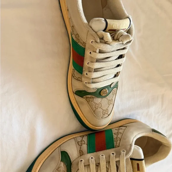 Gucci Beige and Green Men's Sneakers - Picture 1 of 3